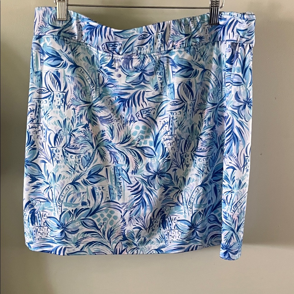 Stella Parker Blue & White Tropical Print Skort